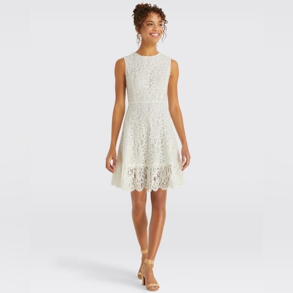 Draper James lace dress, fully lined, off-white, size 4. Worn only twice!